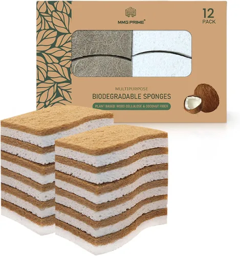 Vista 7 de Esponja de cocina natural, paquete de 24 esponjas biodegradables para platos, depuradores compostables para lavar platos, esponjas ecológicas