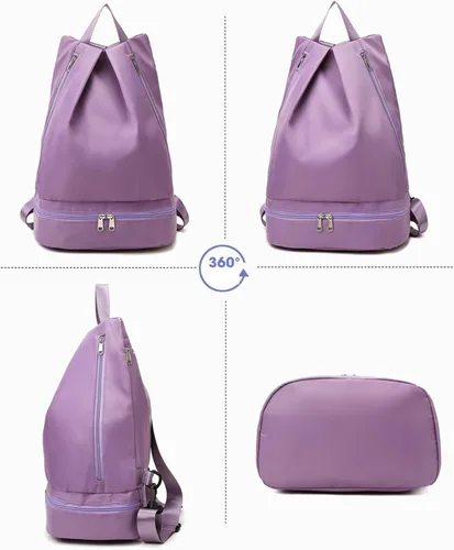 Vista 7 de Gym Bag Dry Wet Swimming Backpack with Shoe Compartment Fashion Rucksack Casual Daypack for Women Men