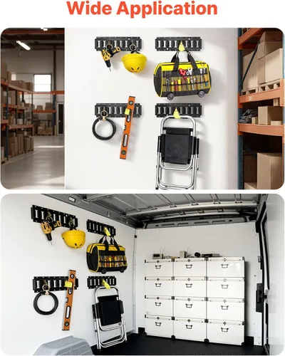 Vista 6 de Kit de Rieles de Amarre E-Track VEVOR, Paquete de 4 Rieles E-Track de 16 Pulgadas con 21 Piezas de Accesorios, 2 Correas de Trinquete y 4 Anillos O