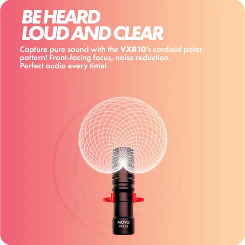 Vista 8 de Movo VXR10 Universal Shotgun Mic for Camera - Camera Microphone for DSLR, iPhone and Android Smartphones - Compatible with Canon EOS, Nikon, and