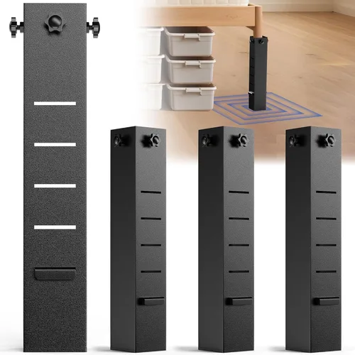 Elevadores de cama de metal, 5 niveles ajustables, elevadores de cama Ccollege para dormitorio, elevador de cama extra alto de 3.15 pulgadas de