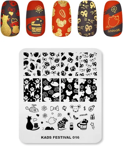 Vista 12 de KADS Placa de estampado de uñas Plantilla de sello de arte de uñas Plantilla de imagen DIY Plantilla de manicura de estampado de placa Herramientas