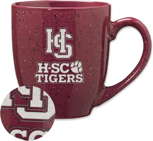 Vista 256 de Rico Industries NCAA Saint Joseph's (PA) Hawks Logo Principal Color Marrón 16 oz Logotipo del Equipo de Color Láser Grabado en Cerámica Moteada Taza