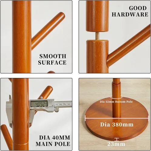 Vista 10 de Perchero independiente, árbol de abrigo con 2 varillas principales y diseño estable, percheros para colgar abrigos, ropa, trajes, chaqueta, fácil