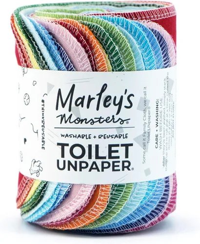 Vista 8 de Marley's Monsters Papel higiénico, rollo de 24 unidades, papel higiénico reutilizable, toallitas absorbentes para bidé (impresión sorpresa)