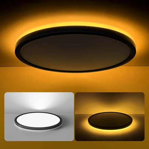 Matane Lámpara de Techo LED Empotrada de 12 Pulgadas con Luz Nocturna, 24W 2400LM 3000K/4000K/5000K Seleccionable, Luces de Techo Regulables para