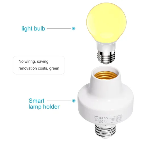 Vista 6 de AICase Enchufe de luz inteligente WiFi E27/E26, [2 unidades] Inteligente WLAN Home Control remoto Soporte de bombilla compatible con Alexa y Google