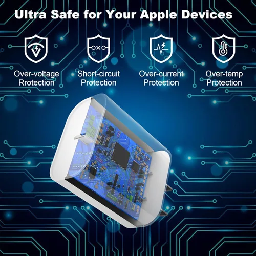 Vista 4 de Paquete de 3 cargadores rápidos para iPhone, PD 20 W, USB C, cargador de pared, adaptador de corriente con 3 unidades de 6 pies extra largo USB C a