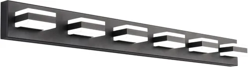 Vista 21 de SOLFART Luces de tocador de baño negras regulables LED modernas sobre el espejo, iluminación de baño negra para la pared del baño S8568 (5 luces)