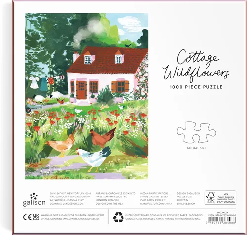Vista 3 de Galison Cottage Wildflowers – Rompecabezas de 1000 piezas con hermosas ilustraciones de la vida en el campo inglés