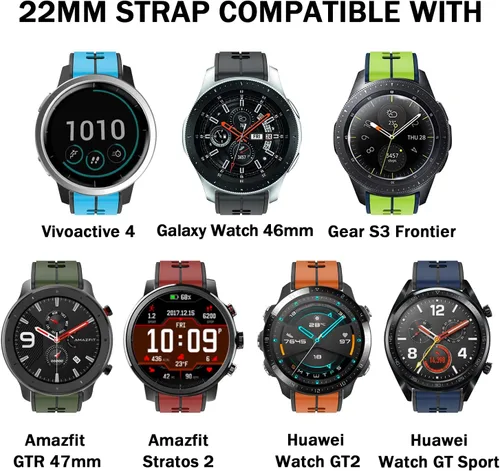 Vista 2 de ISABAKE Correa de silicona de liberación rápida de 0.86 pulgadas de repuesto para Garmin Vivoactive 4, Garmin Venu 2, Samsung Gear S3 Frontier