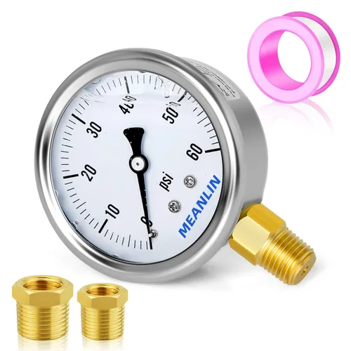 Vista 568 de MEANLIN MEASURE - Vacuómetro de presión de vacío de acero inoxidable, esfera con cara de 2.5 pulgadas, NPT de 1/8 de pulgada, montaje trasero