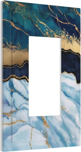Vista 124 de Abstracto de Lujo Azul Dorado con Brillo de Mármol 1 Gang Cubiertas de Tomacorrientes Dúplex Decorativas Cubiertas de Interruptores de Luz