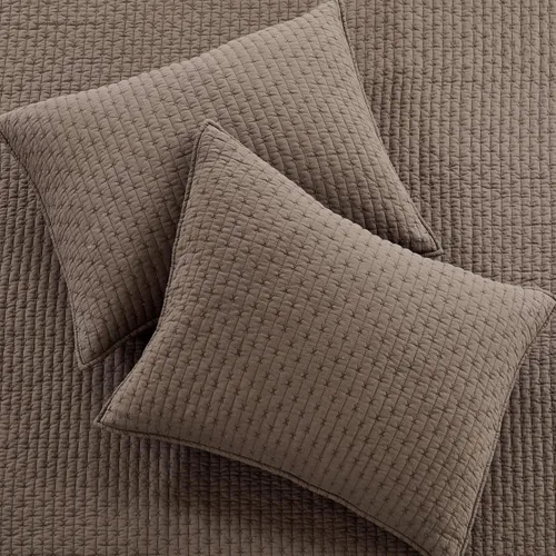 Vista 4 de Levtex Home - Juego de edredón de punto de cruz de cacao - 100% algodón - Edredón KingCal King (106 x 92 pulgadas) + 2 fundas de almohada King