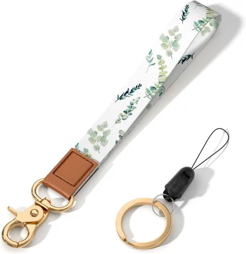 Vista 9 de Llavero con cordón de muñeca, linda correa de muñeca portallaves para mujeres y hombres, llaves de coche, tarjetas de identificación, billetera