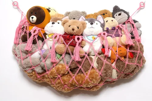 Vista 13 de Gran Red de Hamaca para Animales de Peluche Macramé para Exhibición de Juguetes Soporte de Peluche para Colgar del Techo para Almacenamiento
