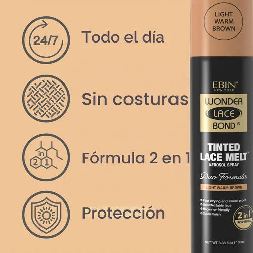 Vista 2 de EBIN NEW YORK Wonder Lace Bond Tinted Lace Melt, marrón oscuro medio, 3.38 marrón (Medium Dark Brown)