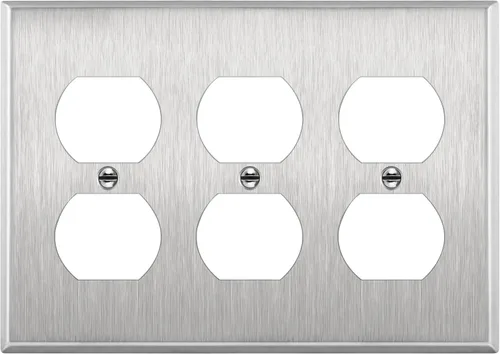 Vista 14 de ENERLITES Placa de pared de metal para receptáculo dúplex, tapa de tomacorriente, resistente a la corrosión, tamaño estándar de 1 banda, 4.50 x 2.76