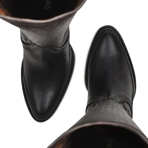 Vista 8 de CUADRA Botas altas para mujer en piel bovina con cremallera, color negro