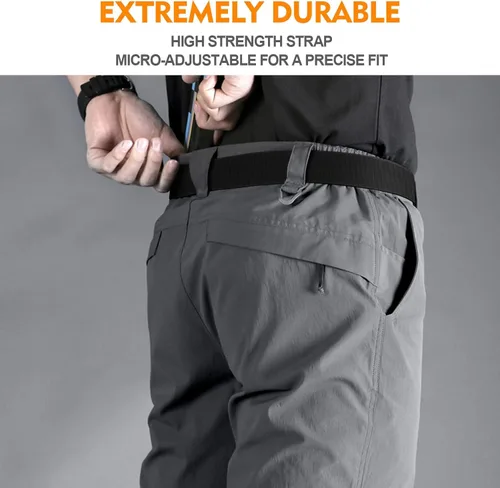 Vista 6 de Tactical Belt for Men 2-Pack, Military Style Stretch Nylon Work Hiking Belts, 1.5" Elastic Web Quick-Release Belt