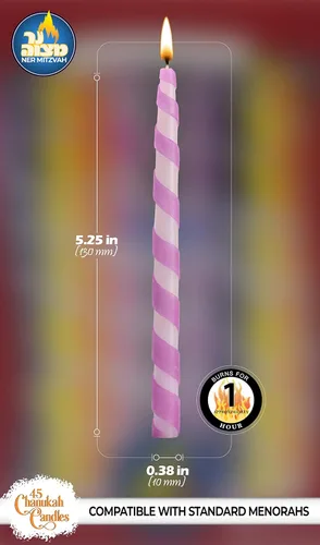 Vista 3 de Ner Mitzvah Velas de Janucá sin goteo de tamaño estándar, velas de Hanukkah multicolor en espiral que se adaptan a la mayoría de menorás, cera