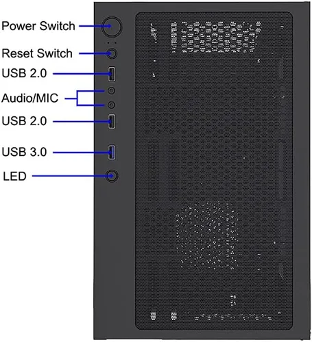Vista 18 de Bgears b-Optillusion (ventiladores no incluidos) Funda ATX para juegos para PC, panel frontal ARGB con ilusión óptica especial, lado de vidrio