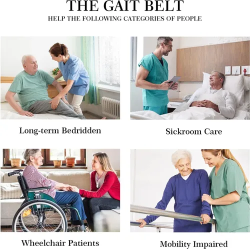 Vista 5 de Cinturón de marcha para personas mayores, cinturón de transferencia con asas, cinturón de sujeción para cinturones de elevación para ancianos
