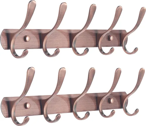 Vista 13 de SKOLOO Perchero de pared moderno, perchero de pared de metal con 5 ganchos, resistente riel de pared para colgar abrigos, chaquetas, ropa, Negro