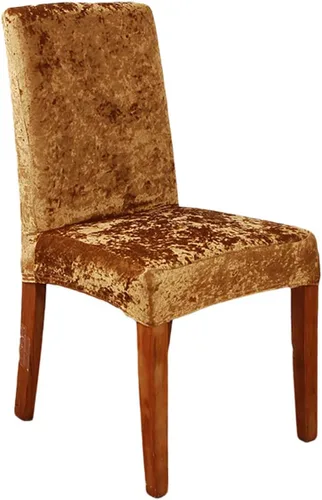 Vista 9 de Dining Room Chair Covers Set 2 4 6 8 Velvet Plush Stretch Parson Chair Slipcovers Removable Washable Chair Protector Banquet Hotel Party -Black-2 PCS