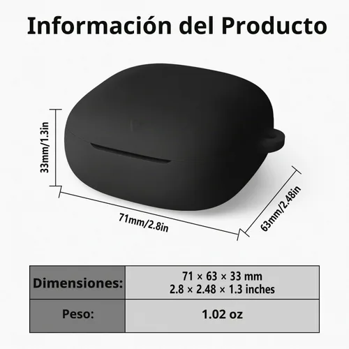 Vista 4 de Geiomoo Funda de silicona para Anker Soundcore Liberty 5, funda protectora suave y flexible resistente a los arañazos con mosquetón (negro)