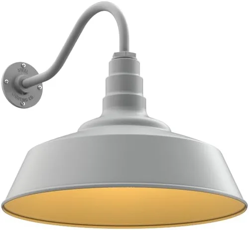 Vista 25 de Steel Lighting Co. Redondo - Luz de granero Montaje en pared al aire libre Cúpula de 20 pulgadas Cuello de cisne de 16 pulgadas Luz grande