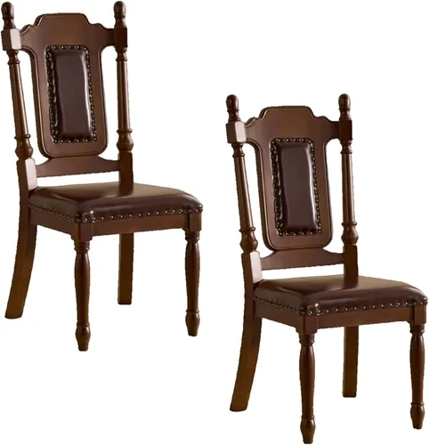 Vista 9 de Wooden Dining Chairs Set of 4, High Back Kitchen Chair, Vintage Dining Room Chairs, Upholstered Armless Chair, for Kitchen, Dining Room, Cafe, Black