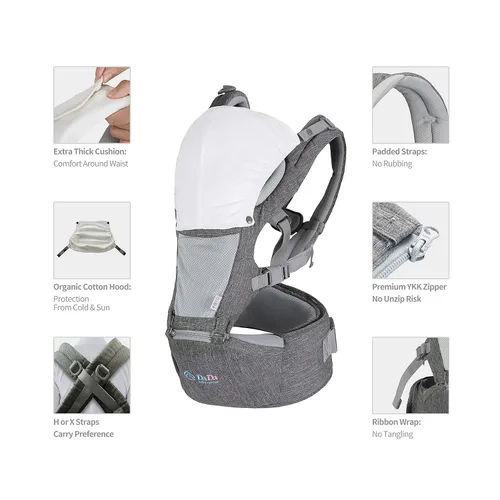 Vista 5 de Texas Design - Asiento ergonómico de cadera DADA con certificación de seguridad, portabebés para recién nacidos a niños pequeños, taburete