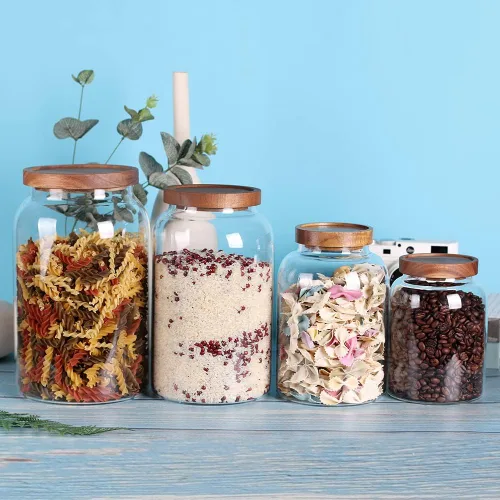 Vista 7 de LEAVES AND TREES Y Tarro de vidrio de 1 galón con tapa hermética y parte inferior antideslizante para almacenamiento de alimentos secos