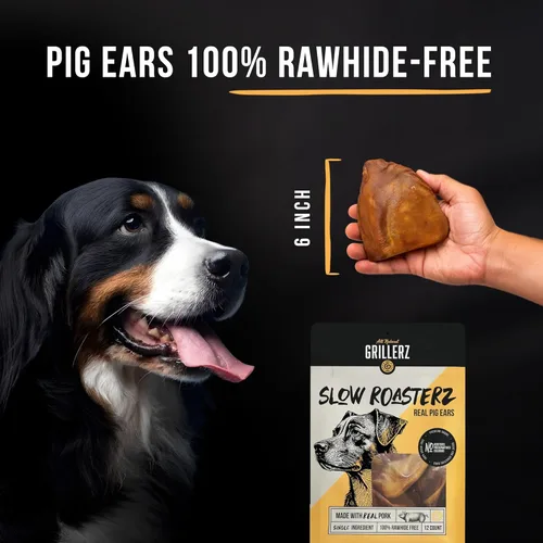 Vista 3 de Scott Pet Grillerz Orejas de cerdo reales, 12 unidades, ingrediente único, orejas de cerdo 100 % naturales para perros, masticables para dientes