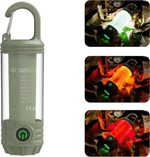 HomeBeyond Linterna de camping portátil recargable, linterna LED con 6 modos, luz roja de emergencia al aire libre para senderismo, caminata