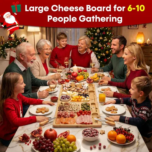 Vista 3 de UTCG Regalos de Tabla de Charcutería para Mujeres: Tabla de Queso Plegable de Bambú con Juego de Cuchillos - Regalo Único de Intercambio de Regalos