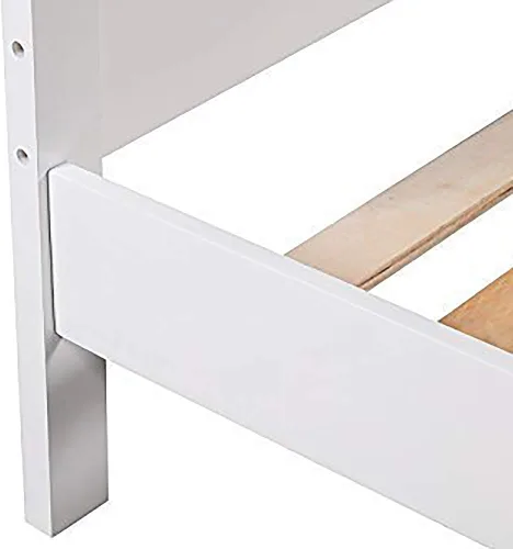 Vista 6 de Merax Base de cama individual con cajón de almacenamiento y soporte de listones de madera, sin somier, color blanco