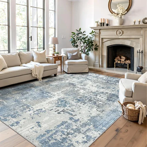 Vista 29 de Art&Tuft Alfombra Lavable, Alfombras de Área Abstractas con Respaldo Antideslizante, Alfombras Resistente a Manchas para Sala de Estar, Alfombra