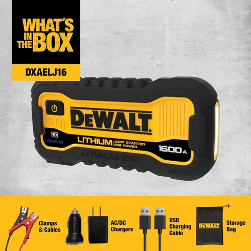 Vista 3 de DeWalt DXAELJ16 Arrancador de Batería de 1600 Amperios Pico Reforzador de Batería con Estación de Energía USB