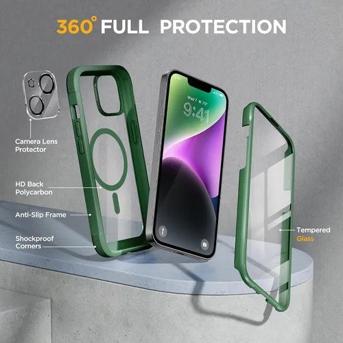 Vista 1062 de Miracase - Funda para iPhone SE de 3ª/2ª generación 2022 2020 de cuerpo completo con protector de pantalla de vidrio integrado, resistente Negro