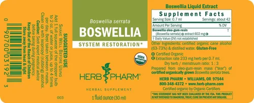 Vista 5 de Herb Pharm Extracto líquido de Boswellia orgánico certificado para apoyo articular, 1 onza líquida