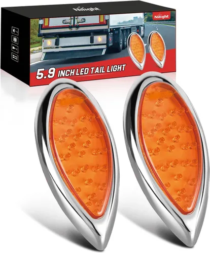 Vista 14 de Nilight juego de 2 luces de señalización de giro LED de 16 luces ámbar, carcasa de aluminio de 4.4 pulgadas, luces indicadoras de señalización