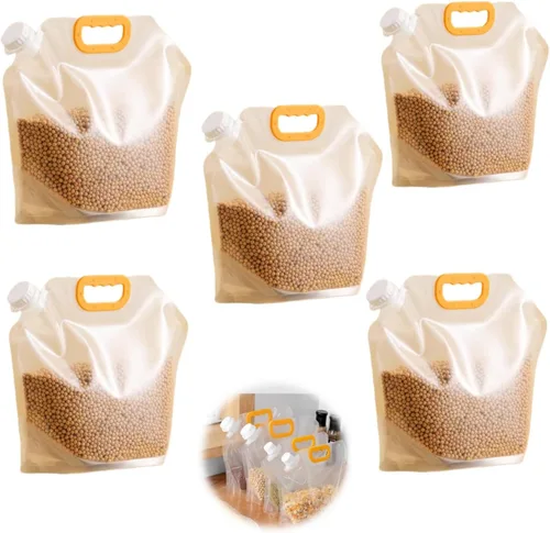 Vista 3 de 6 bolsas de almacenamiento de alimentos, bolsa sellada a prueba de humedad de granos, bolsas de alimentos grandes reutilizables con asa y tapa, sin