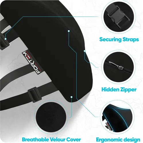 Vista 4 de FORTEM Almohada de apoyo lumbar para silla de oficina, almohada de apoyo Negro suave