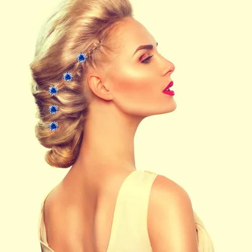 Vista 4 de Vpang 20 piezas de horquilla en forma de U con diamantes de imitación, horquilla para el cabello, accesorios para el cabello para bodas, fiestas