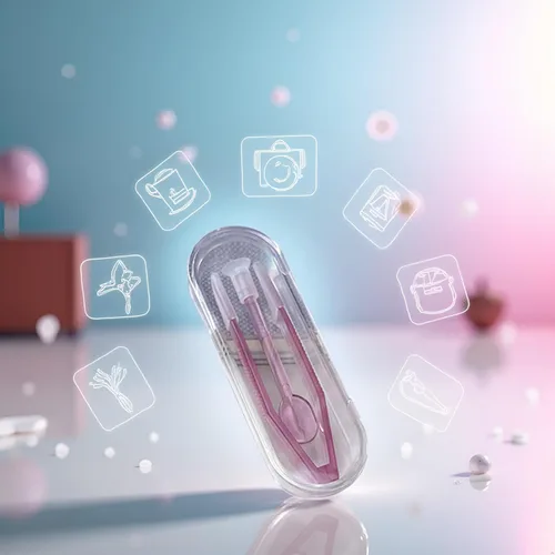 Vista 5 de GANPUB Juego de herramientas prácticas de inserción y extracción de lentes de contacto moradas, suministros de equipo práctico para estudiantes