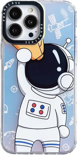Vista 10 de Yonds Queen Funda compatible con iPhone 11, diseño elegante de caricaturas de astronauta espacial y luna con purpurina láser, elegante protección