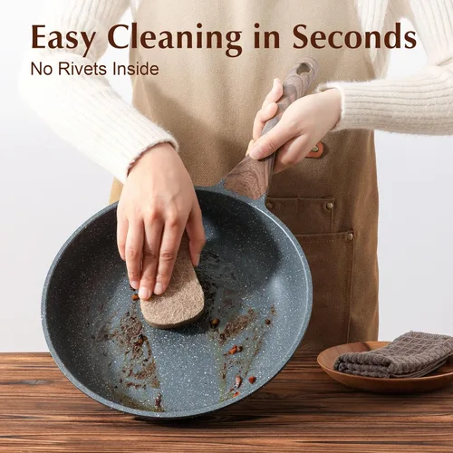 Vista 5 de SENSARTE Sartén antiadherente con tapa, sartén para tortilla con tapa, sartén de chef para cocina saludable, sartén antiadherente de cocina, libre