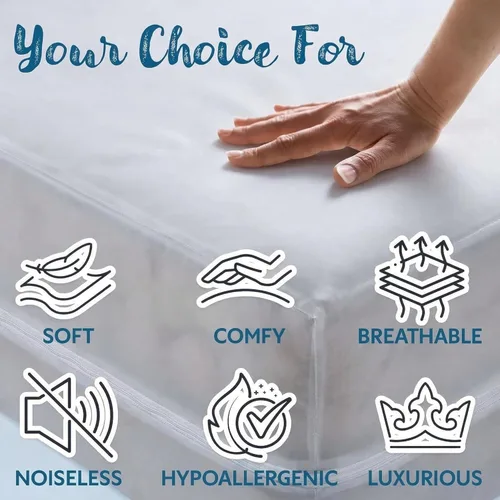 Vista 5 de Guardmax Funda de colchón de vinilo resistente con cremallera tamaño individual, protector de colchón impermeable y transpirable, ropa de cama